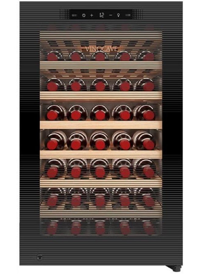 vinocave Wine Cooler, Beverage Fridge with 40 Bottles Capacity, automatic Temperature and humadity Control, Wooden Racks, Double Glazed UV Protection Glass Door, LED Display - for Hotels, Home & Office - Image 1